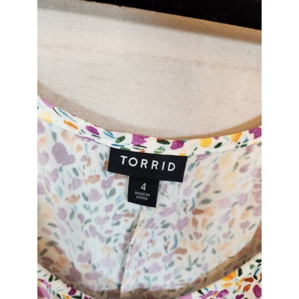 Torrid Womens Multicolor‎ Floral Sleeveless Scoop Neck Button Front Blouse 4X - Picture 3 of 6